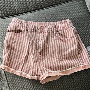 Pilcro Pink and Gray Striped Women’s Jean Shorts